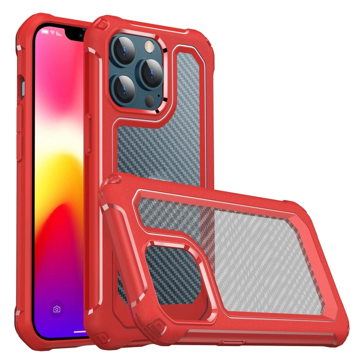 For iPhone 13 Pro Shockproof PC + Carbon Fiber Texture TPU Armor Protective Case