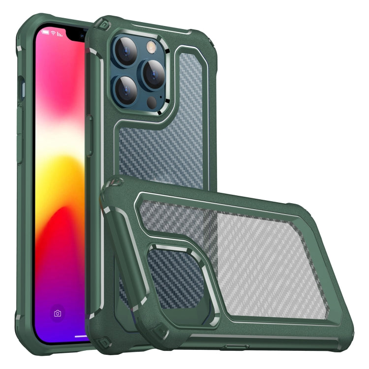 For iPhone 13 Pro Shockproof PC + Carbon Fiber Texture TPU Armor Protective Case