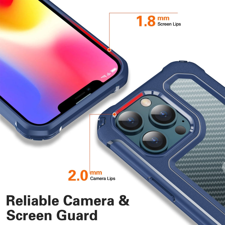 For iPhone 13 Pro Shockproof PC + Carbon Fiber Texture TPU Armor Protective Case