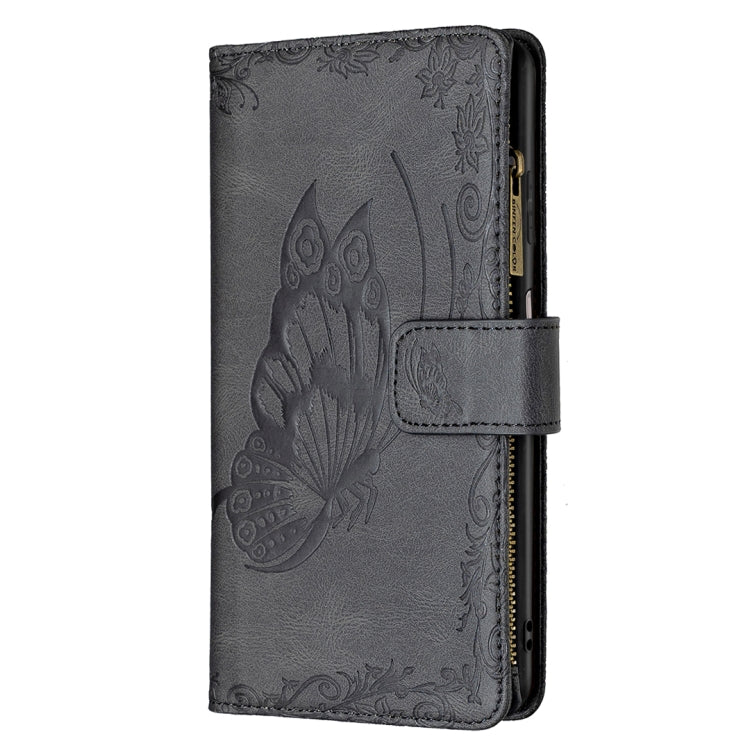 For Samsung Galaxy M32 Flying Butterfly Embossing Pattern Zipper Horizontal Flip Leather Case with Holder & Card Slots & Wallet