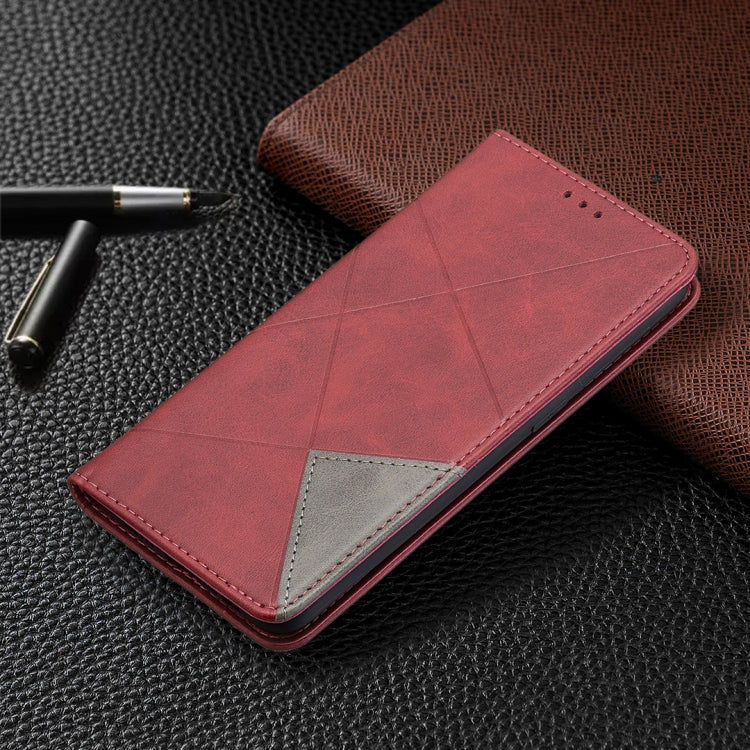 For OPPO A7 Rhombus Texture Horizontal Flip Magnetic Leather Case with Holder & Card Slots
