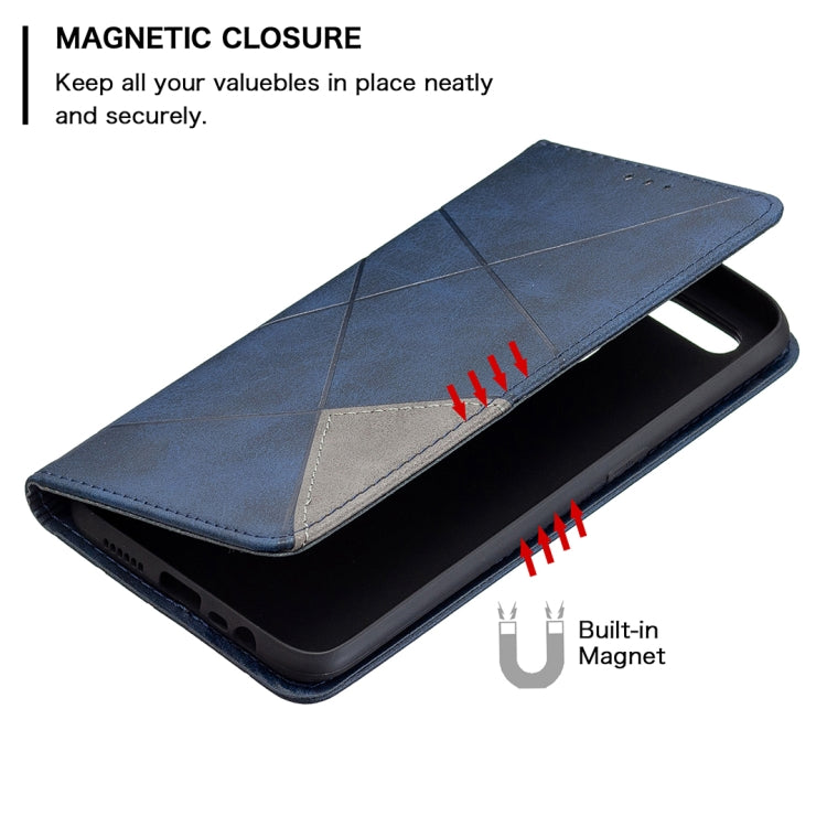 For OPPO A7 Rhombus Texture Horizontal Flip Magnetic Leather Case with Holder & Card Slots