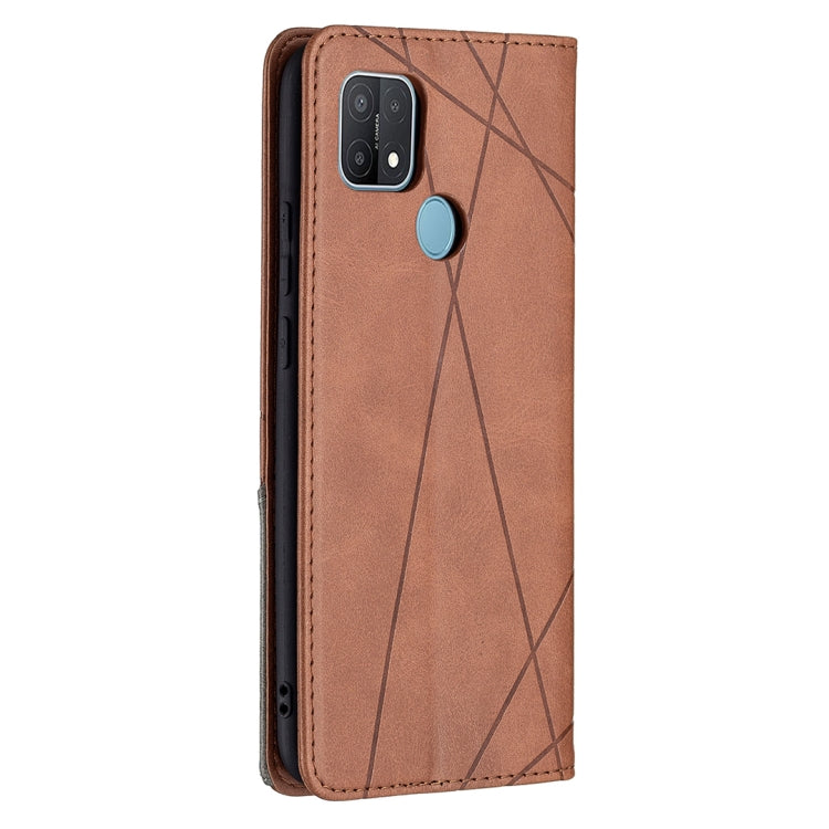 For OPPO A15 Rhombus Texture Horizontal Flip Magnetic Leather Case with Holder & Card Slots