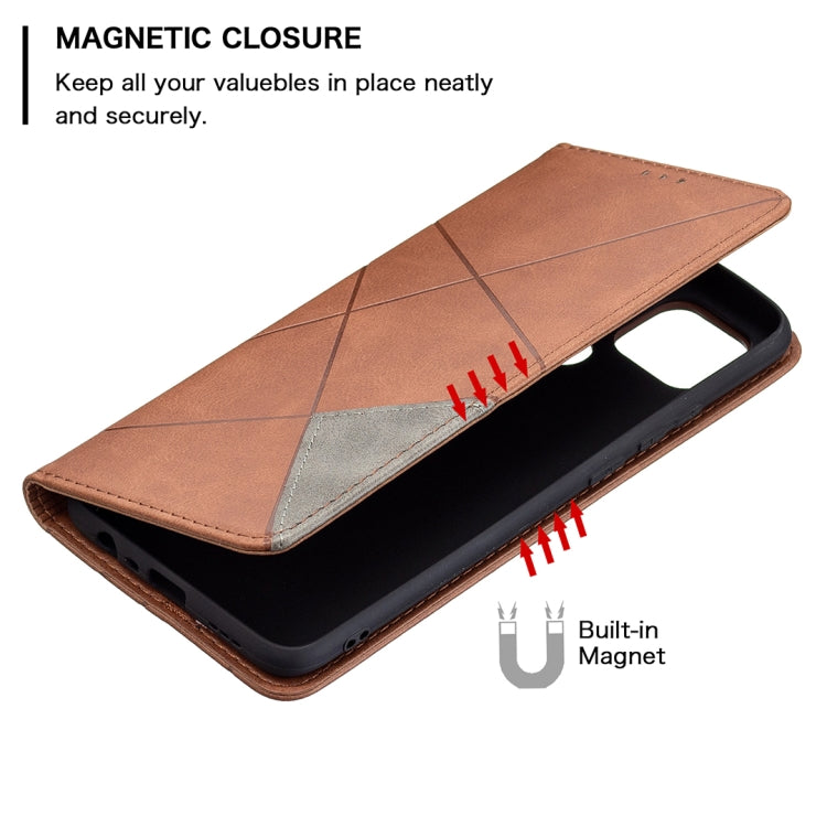 For OPPO A15 Rhombus Texture Horizontal Flip Magnetic Leather Case with Holder & Card Slots