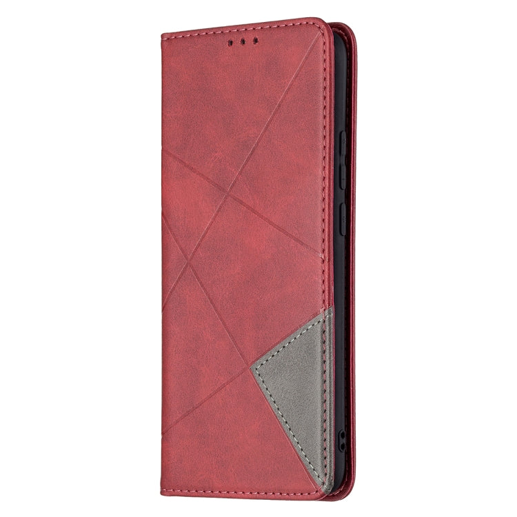 For OPPO A15 Rhombus Texture Horizontal Flip Magnetic Leather Case with Holder & Card Slots