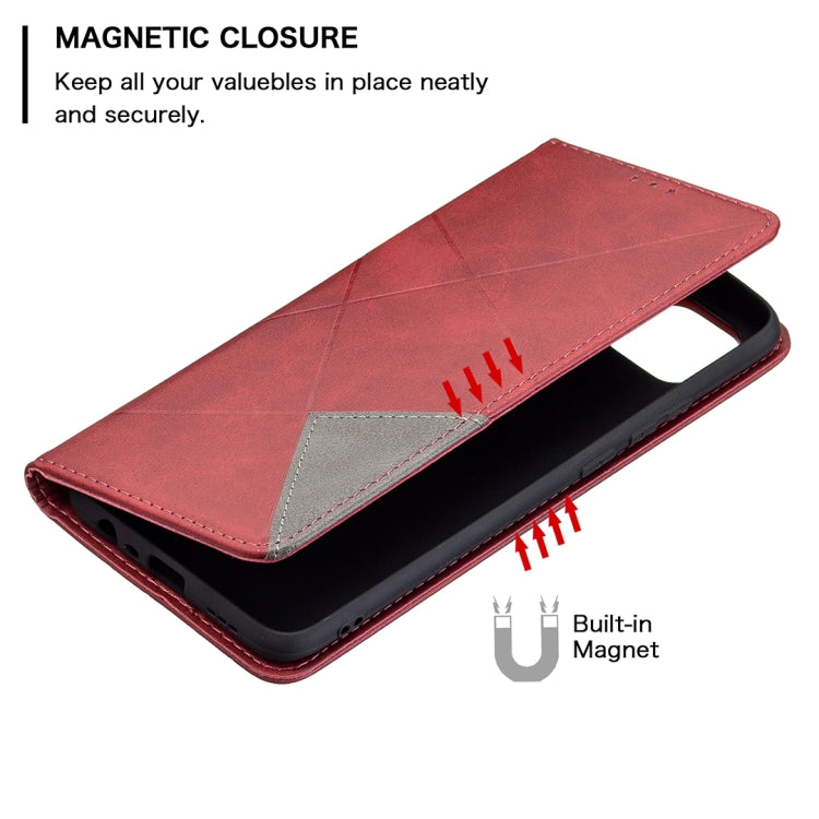 For OPPO A15 Rhombus Texture Horizontal Flip Magnetic Leather Case with Holder & Card Slots