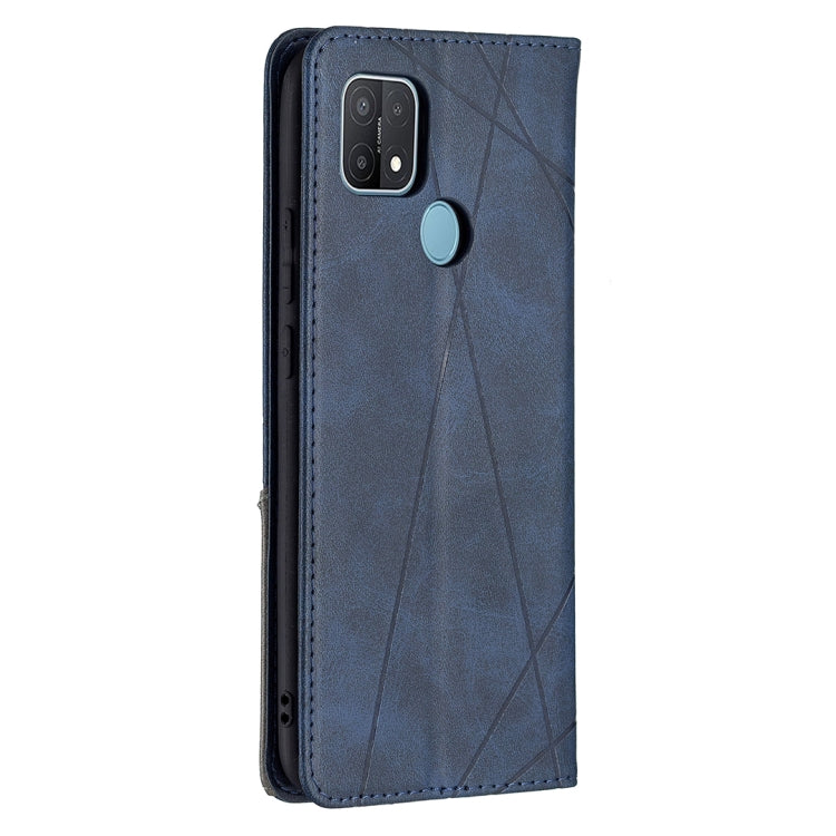 For OPPO A15 Rhombus Texture Horizontal Flip Magnetic Leather Case with Holder & Card Slots