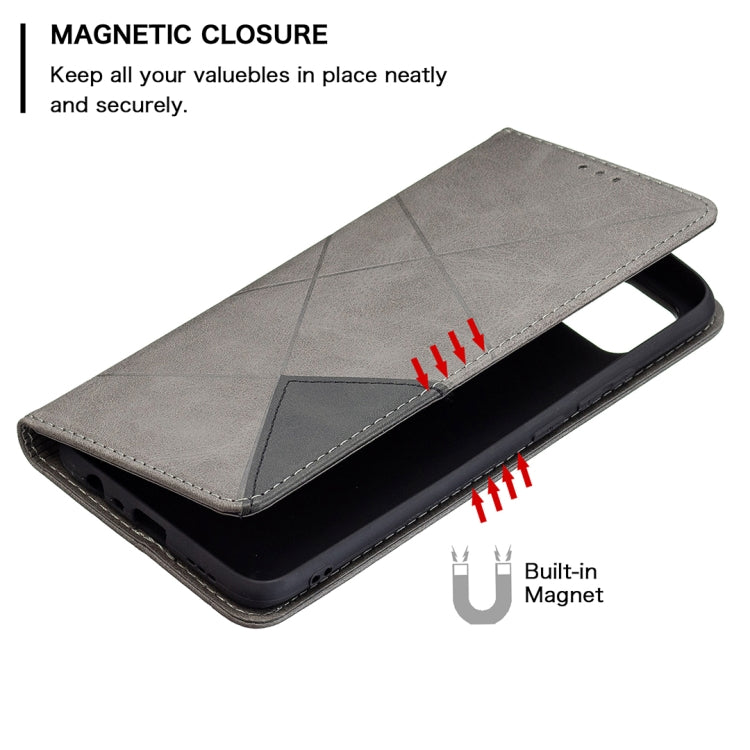 For OPPO A15 Rhombus Texture Horizontal Flip Magnetic Leather Case with Holder & Card Slots