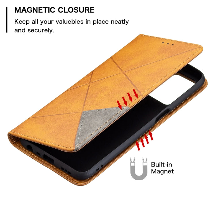 For OPPO A54 4G / A55 5G Rhombus Texture Horizontal Flip Magnetic Leather Case with Holder & Card Slots