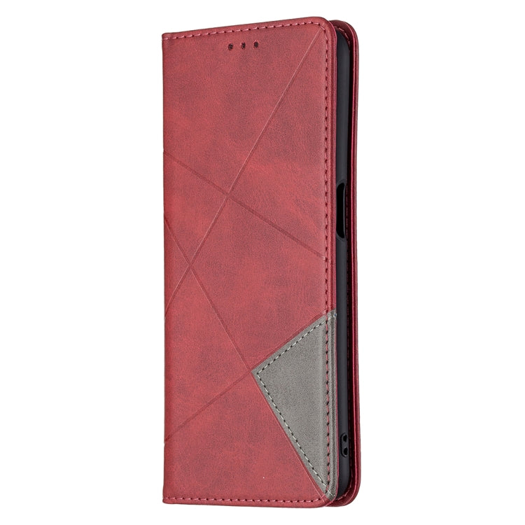 For OPPO A54 4G / A55 5G Rhombus Texture Horizontal Flip Magnetic Leather Case with Holder & Card Slots