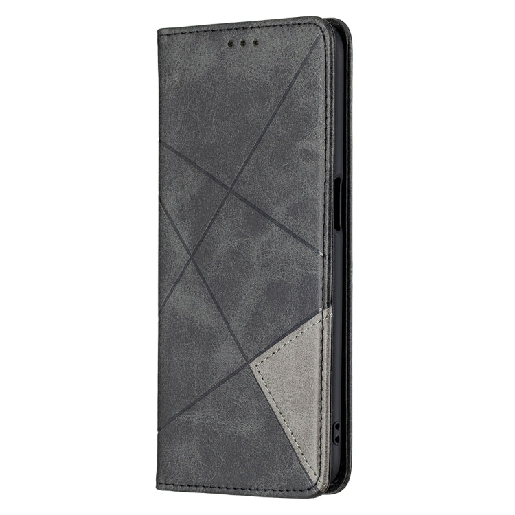 For OPPO A54 4G / A55 5G Rhombus Texture Horizontal Flip Magnetic Leather Case with Holder & Card Slots