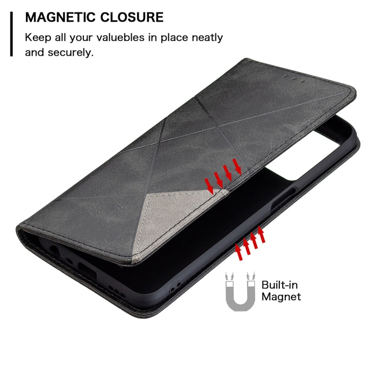 For OPPO A54 4G / A55 5G Rhombus Texture Horizontal Flip Magnetic Leather Case with Holder & Card Slots