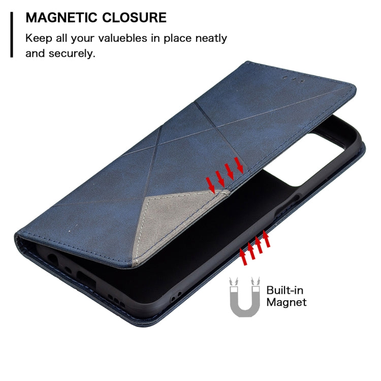 For OPPO A54 4G / A55 5G Rhombus Texture Horizontal Flip Magnetic Leather Case with Holder & Card Slots