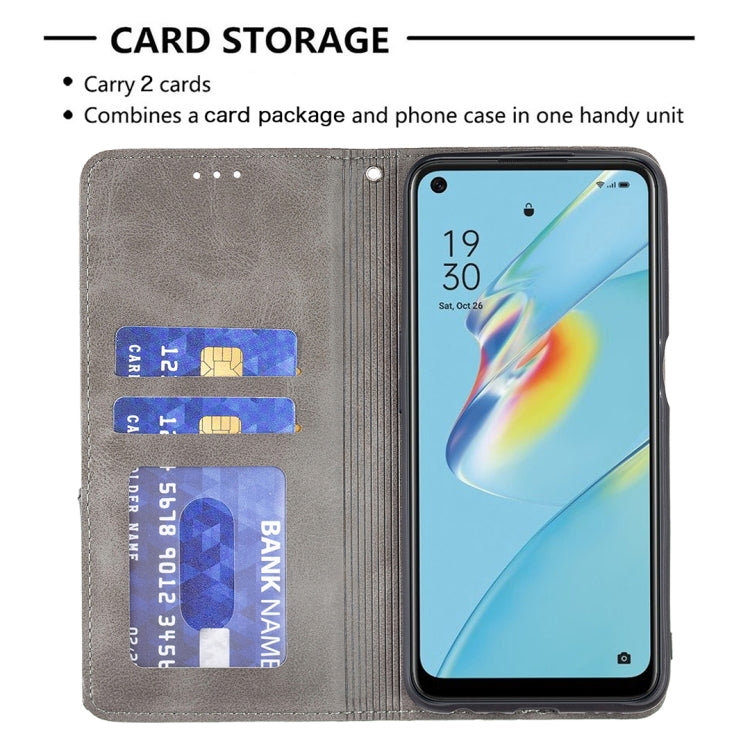 For OPPO A54 4G / A55 5G Rhombus Texture Horizontal Flip Magnetic Leather Case with Holder & Card Slots