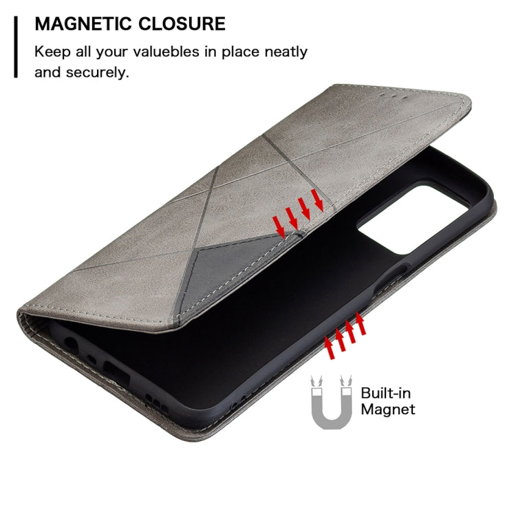 For OPPO A54 4G / A55 5G Rhombus Texture Horizontal Flip Magnetic Leather Case with Holder & Card Slots