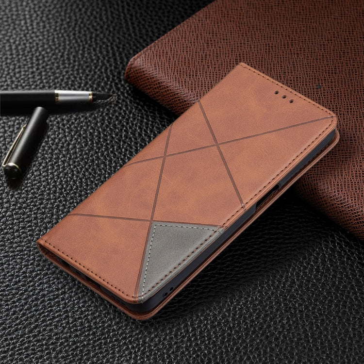 For OPPO A74 5G / A93 5G / A54 5G Rhombus Texture Horizontal Flip Magnetic Leather Case with Holder & Card Slots