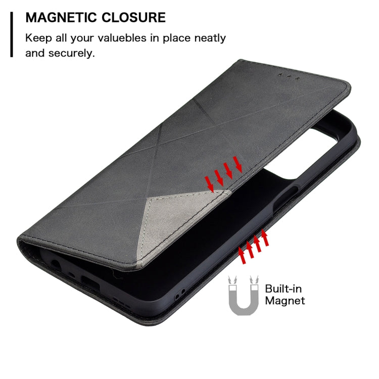 For OPPO A74 5G / A93 5G / A54 5G Rhombus Texture Horizontal Flip Magnetic Leather Case with Holder & Card Slots