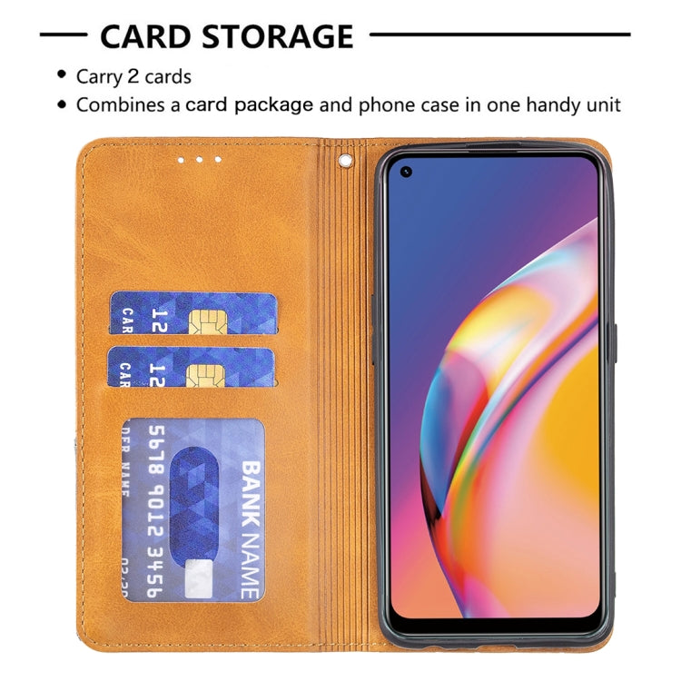 For OPPO A94 4G / Reno 5F / F19 Pro Rhombus Texture Horizontal Flip Magnetic Leather Case with Holder & Card Slots