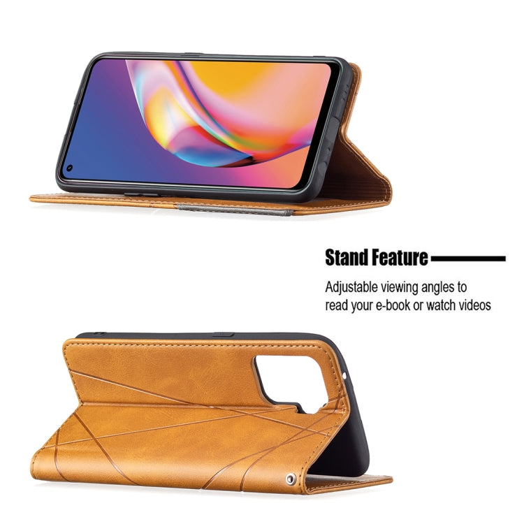 For OPPO A94 4G / Reno 5F / F19 Pro Rhombus Texture Horizontal Flip Magnetic Leather Case with Holder & Card Slots