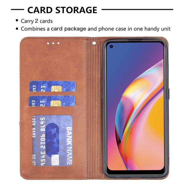 For OPPO A94 4G / Reno 5F / F19 Pro Rhombus Texture Horizontal Flip Magnetic Leather Case with Holder & Card Slots