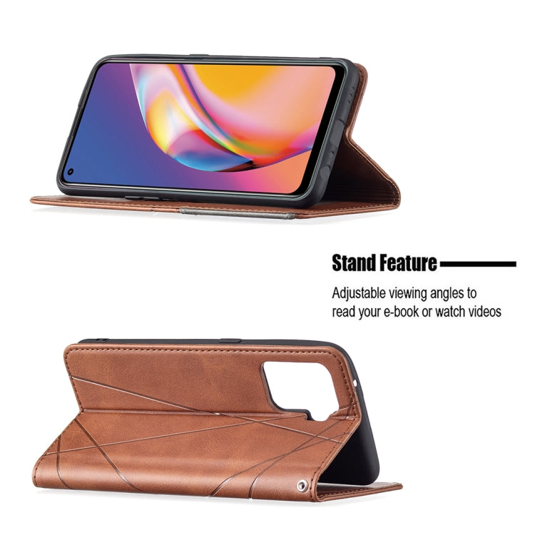 For OPPO A94 4G / Reno 5F / F19 Pro Rhombus Texture Horizontal Flip Magnetic Leather Case with Holder & Card Slots