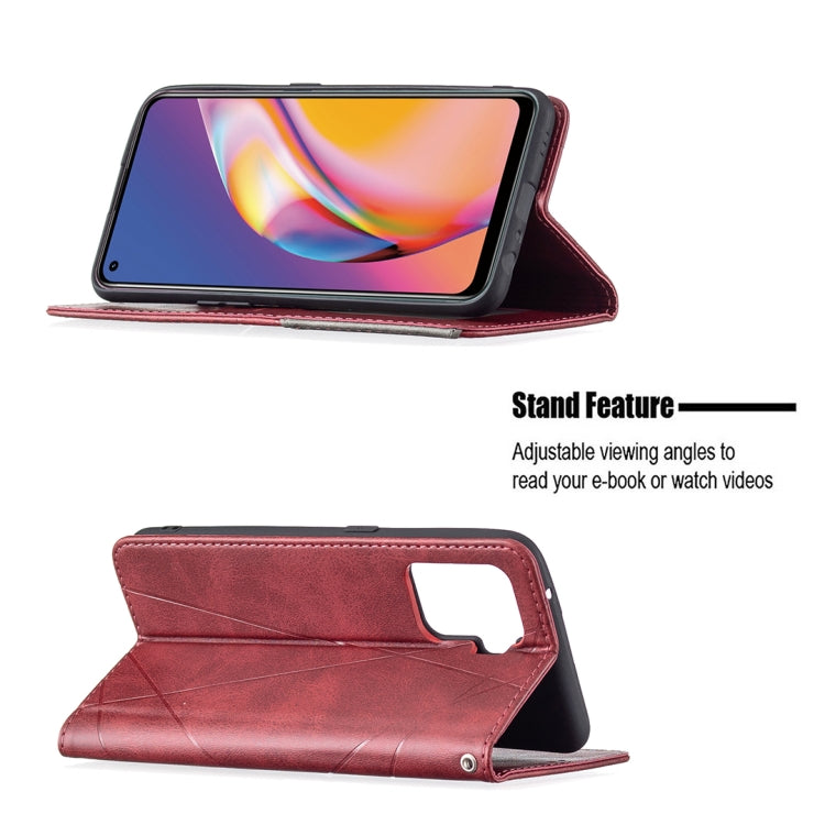 For OPPO A94 4G / Reno 5F / F19 Pro Rhombus Texture Horizontal Flip Magnetic Leather Case with Holder & Card Slots