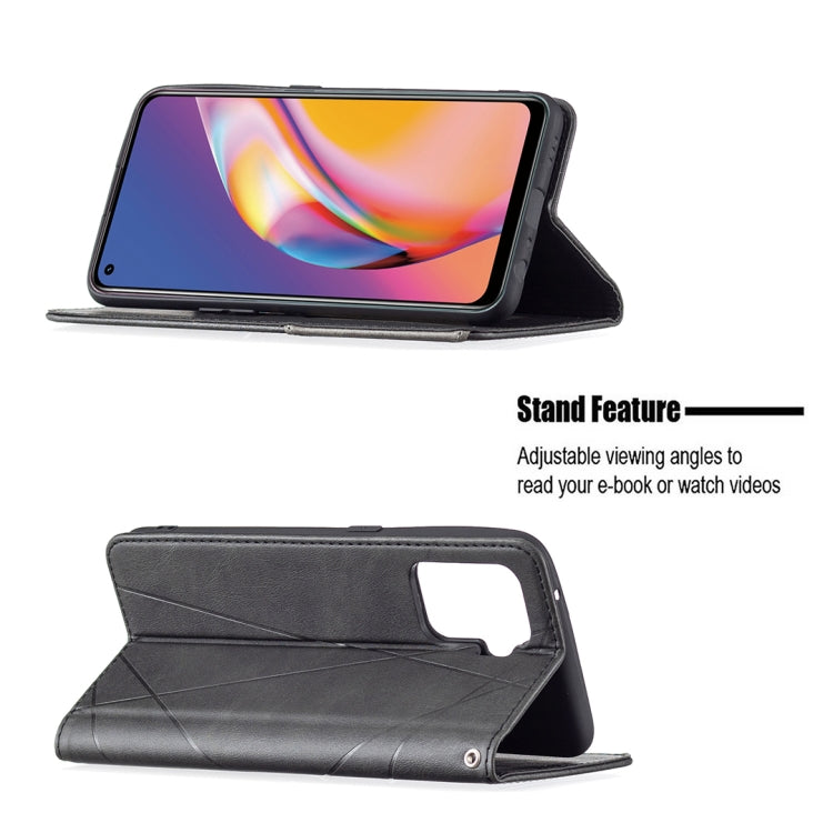 For OPPO A94 4G / Reno 5F / F19 Pro Rhombus Texture Horizontal Flip Magnetic Leather Case with Holder & Card Slots