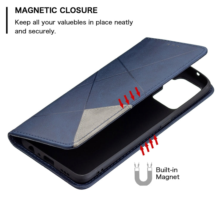 For OPPO A94 4G / Reno 5F / F19 Pro Rhombus Texture Horizontal Flip Magnetic Leather Case with Holder & Card Slots