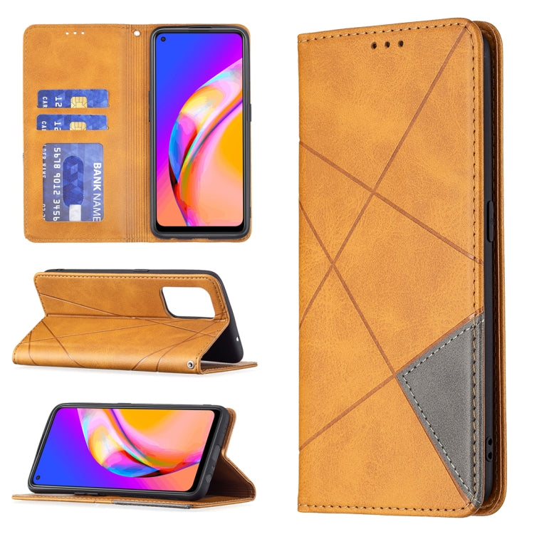 For OPPO A94 5G / F19 Pro Plus / Reno5 Z 5G Rhombus Texture Horizontal Flip Magnetic Leather Case with Holder & Card Slots
