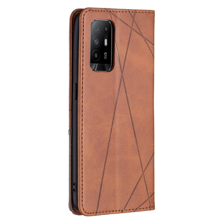 For OPPO A94 5G / F19 Pro Plus / Reno5 Z 5G Rhombus Texture Horizontal Flip Magnetic Leather Case with Holder & Card Slots