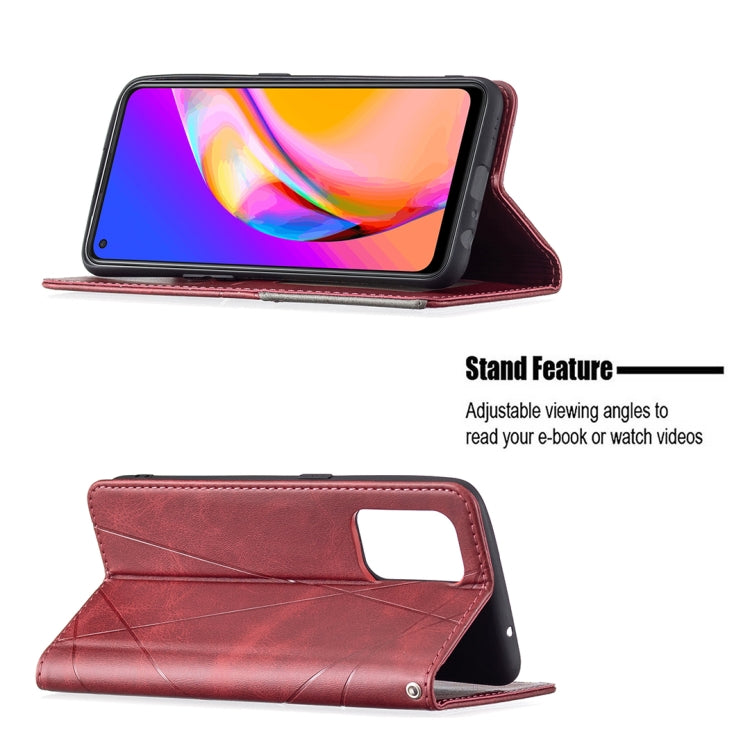 For OPPO A94 5G / F19 Pro Plus / Reno5 Z 5G Rhombus Texture Horizontal Flip Magnetic Leather Case with Holder & Card Slots