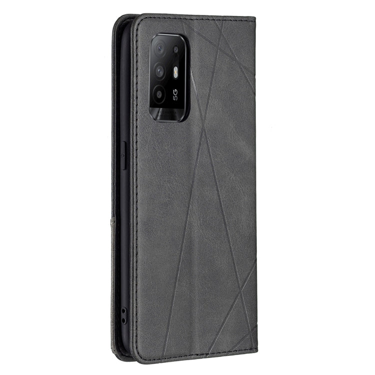 For OPPO A94 5G / F19 Pro Plus / Reno5 Z 5G Rhombus Texture Horizontal Flip Magnetic Leather Case with Holder & Card Slots