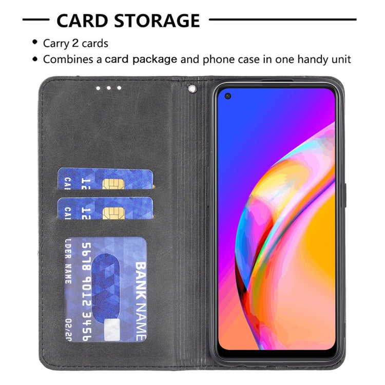 For OPPO A94 5G / F19 Pro Plus / Reno5 Z 5G Rhombus Texture Horizontal Flip Magnetic Leather Case with Holder & Card Slots