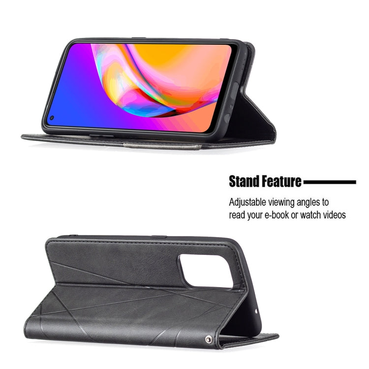 For OPPO A94 5G / F19 Pro Plus / Reno5 Z 5G Rhombus Texture Horizontal Flip Magnetic Leather Case with Holder & Card Slots