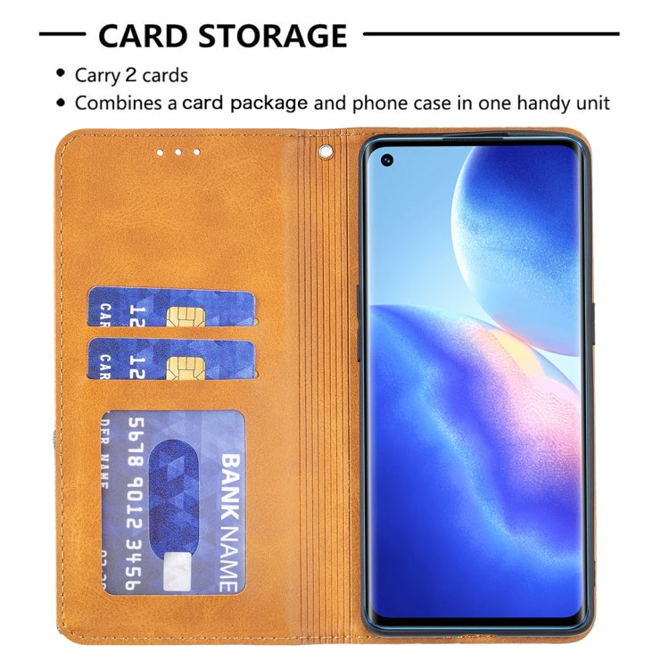 For OPPO Reno5 Pro Rhombus Texture Horizontal Flip Magnetic Leather Case with Holder & Card Slots