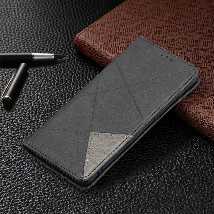 For OPPO Reno5 Pro Rhombus Texture Horizontal Flip Magnetic Leather Case with Holder & Card Slots