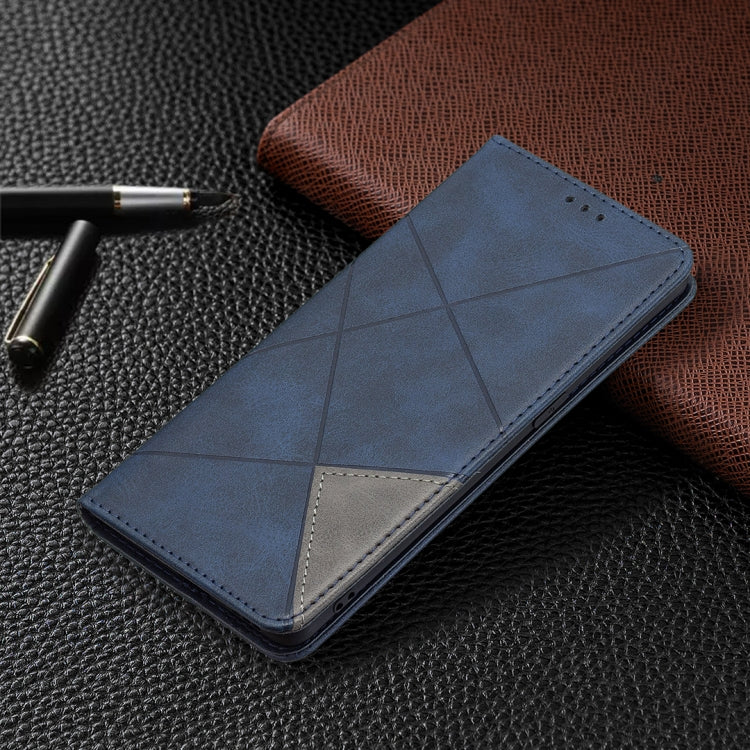 For OPPO Reno5 Pro Rhombus Texture Horizontal Flip Magnetic Leather Case with Holder & Card Slots