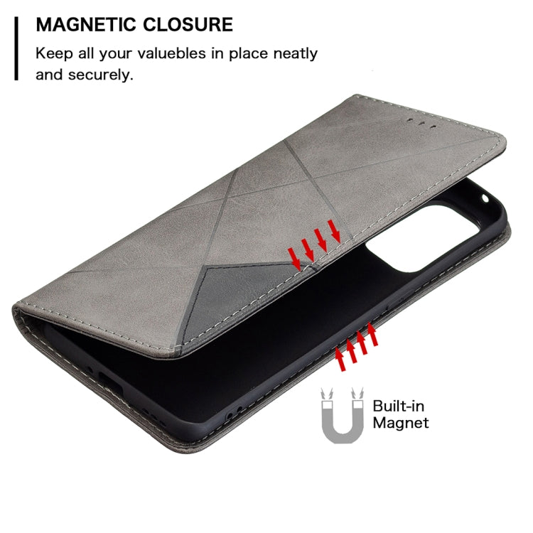 For OPPO Reno5 Pro Rhombus Texture Horizontal Flip Magnetic Leather Case with Holder & Card Slots