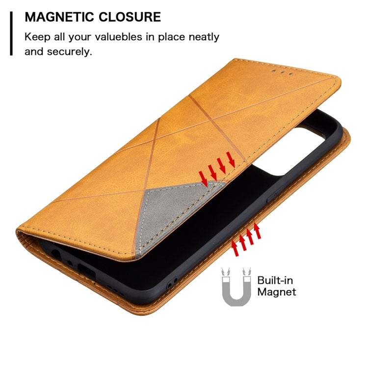 For OPPO Reno5 Rhombus Texture Horizontal Flip Magnetic Leather Case with Holder & Card Slots