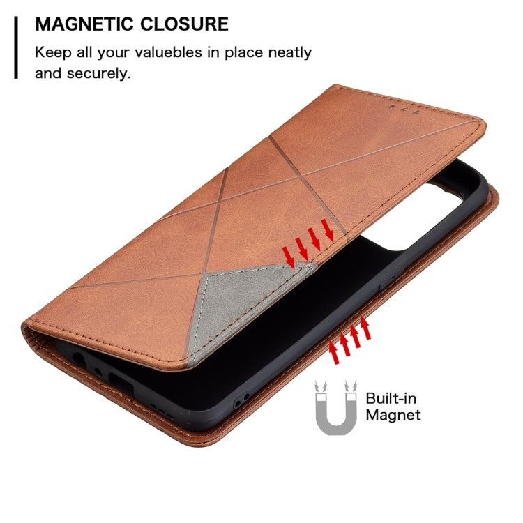 For OPPO Reno5 Rhombus Texture Horizontal Flip Magnetic Leather Case with Holder & Card Slots