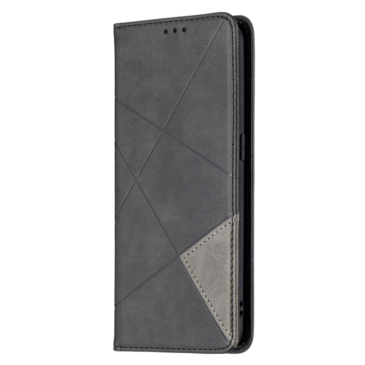 For OPPO Reno5 Rhombus Texture Horizontal Flip Magnetic Leather Case with Holder & Card Slots