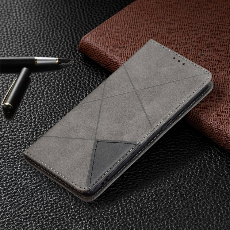 For OPPO Reno5 Rhombus Texture Horizontal Flip Magnetic Leather Case with Holder & Card Slots
