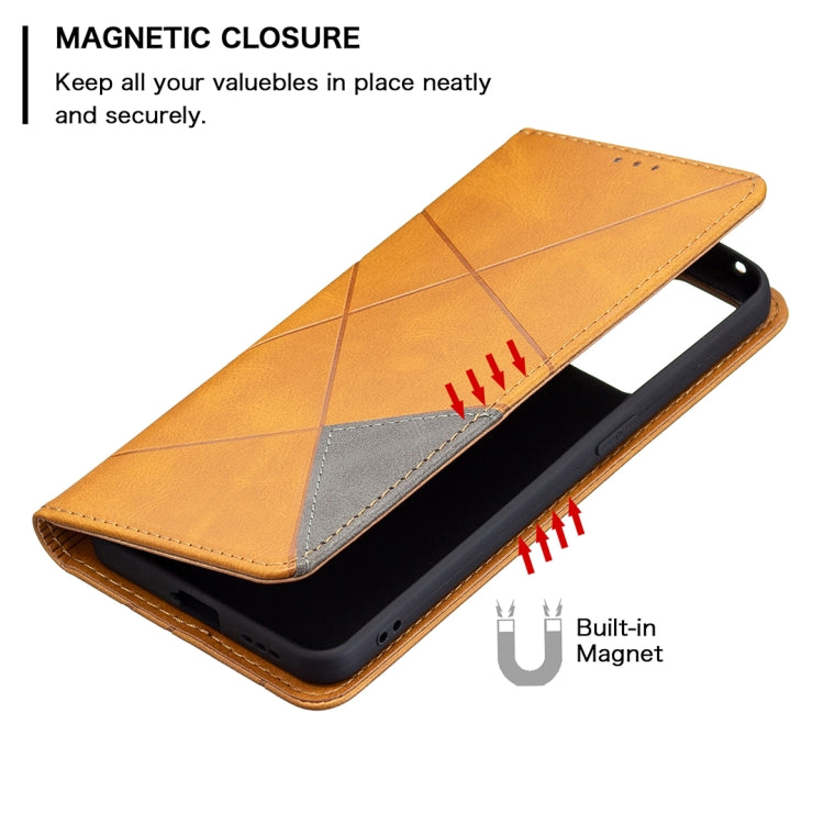 For OPPO Reno6 Rhombus Texture Horizontal Flip Magnetic Leather Case with Holder & Card Slots