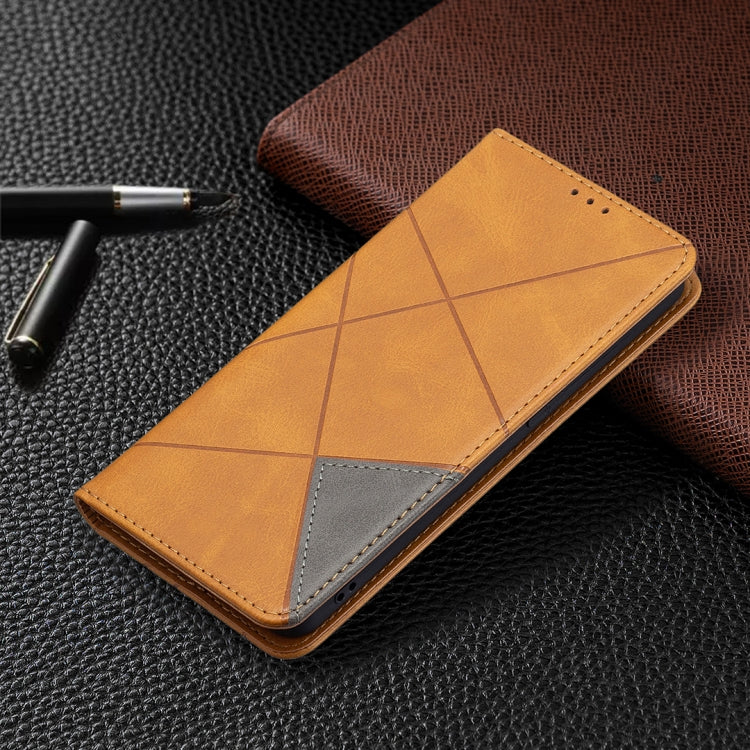 For OPPO Reno6 Rhombus Texture Horizontal Flip Magnetic Leather Case with Holder & Card Slots