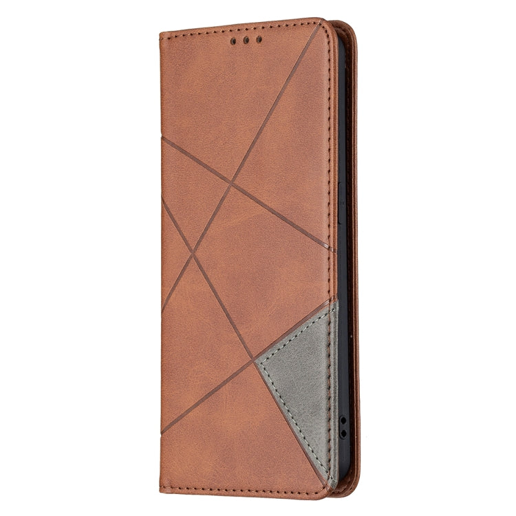 For OPPO Reno6 Rhombus Texture Horizontal Flip Magnetic Leather Case with Holder & Card Slots