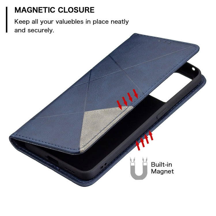 For OPPO Reno6 Rhombus Texture Horizontal Flip Magnetic Leather Case with Holder & Card Slots