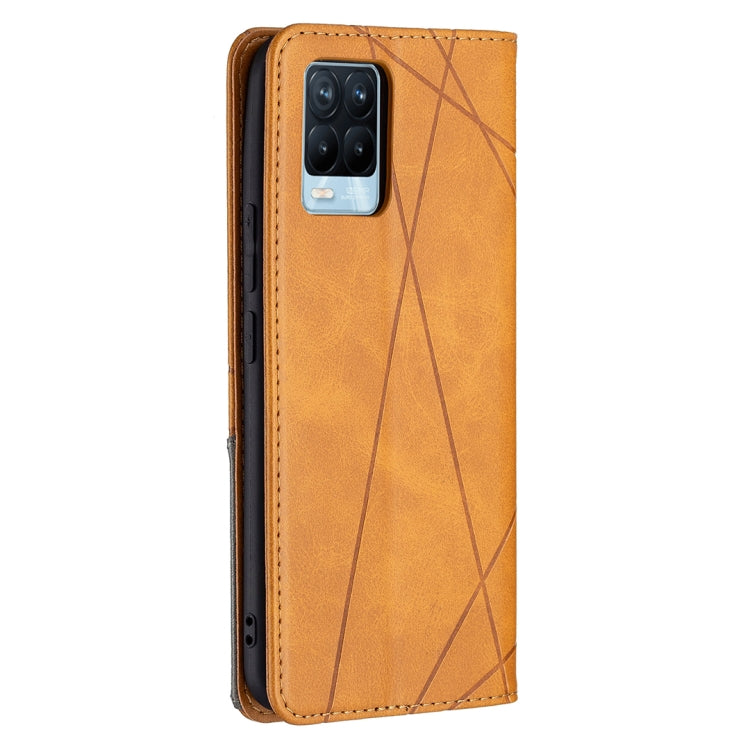 For OPPO Realme 8 / 8 Pro Rhombus Texture Horizontal Flip Magnetic Leather Case with Holder & Card Slots
