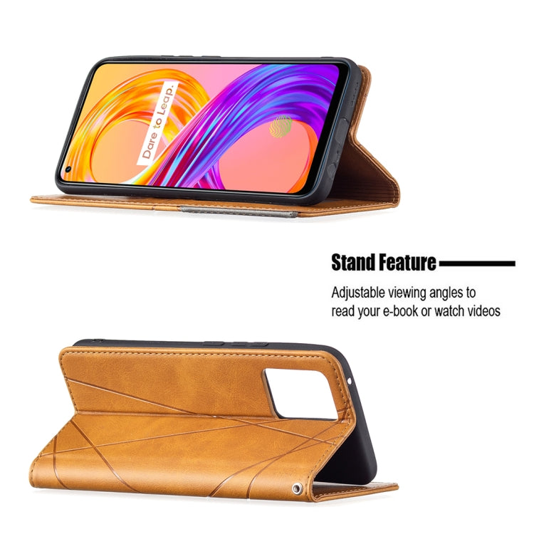 For OPPO Realme 8 / 8 Pro Rhombus Texture Horizontal Flip Magnetic Leather Case with Holder & Card Slots