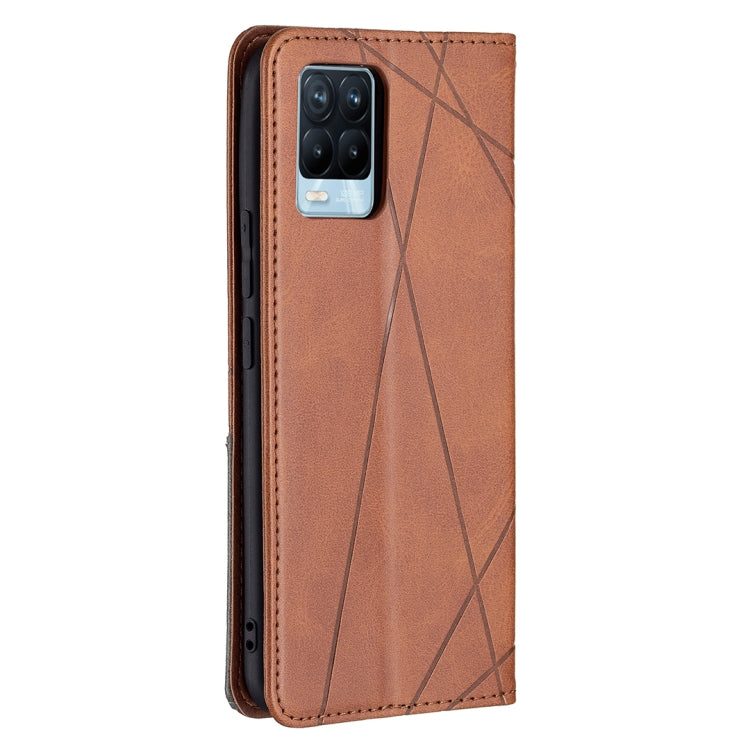 For OPPO Realme 8 / 8 Pro Rhombus Texture Horizontal Flip Magnetic Leather Case with Holder & Card Slots