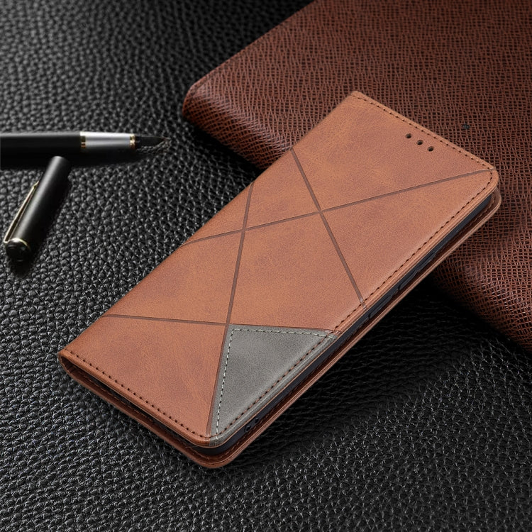 For OPPO Realme 8 / 8 Pro Rhombus Texture Horizontal Flip Magnetic Leather Case with Holder & Card Slots